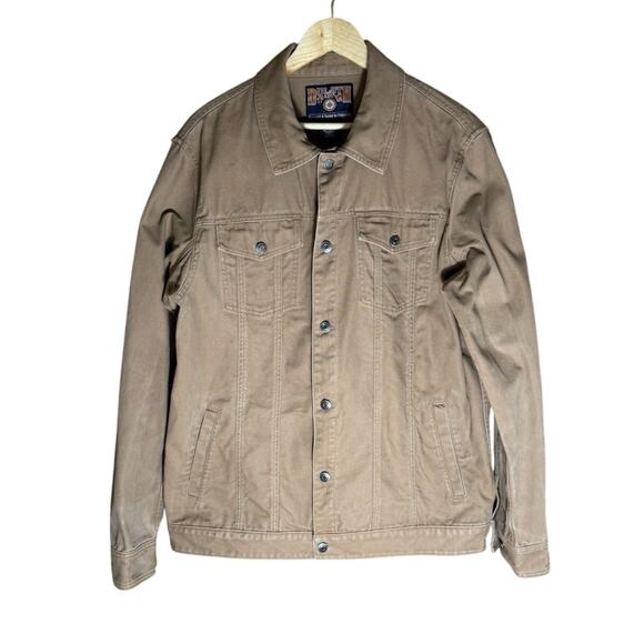 Duluth Trading Company Men’s Brown Jean Jacket Canvas Button Cotton Size LT EUC - Picture 1 of 10